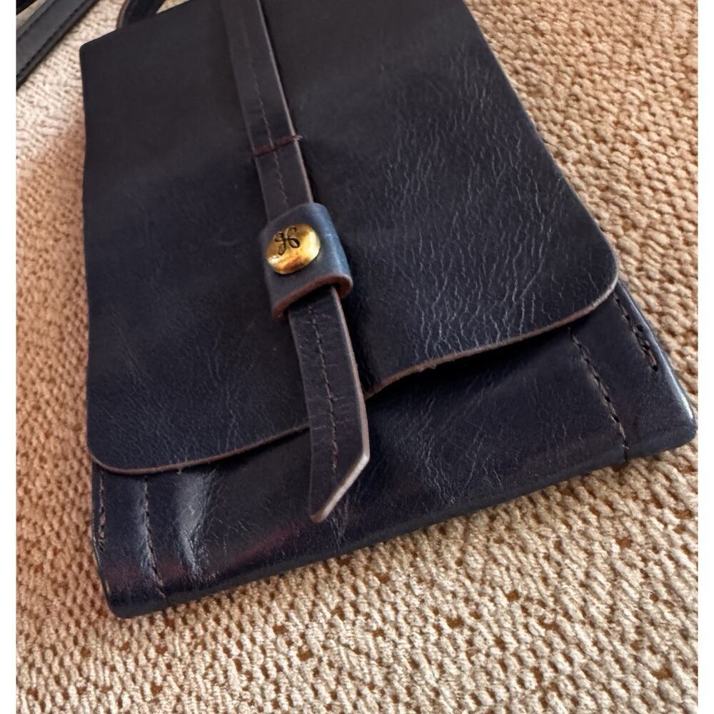 Hobo Token Wallet Crossbody-Pebbled Leather-Phone Holder-Adjustable-Peacock BLue - Picture 10 of 11